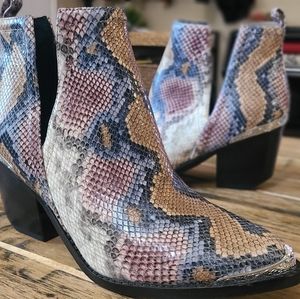 JEFFREY CAMPBELL Cromwell Snakeskin Leather Bootie